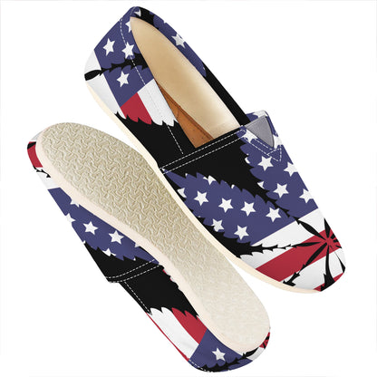 American Cannabis Leaf Flag Print Casual Shoes
