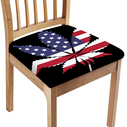 American Cannabis Leaf Flag Print Chair Cushion Cover