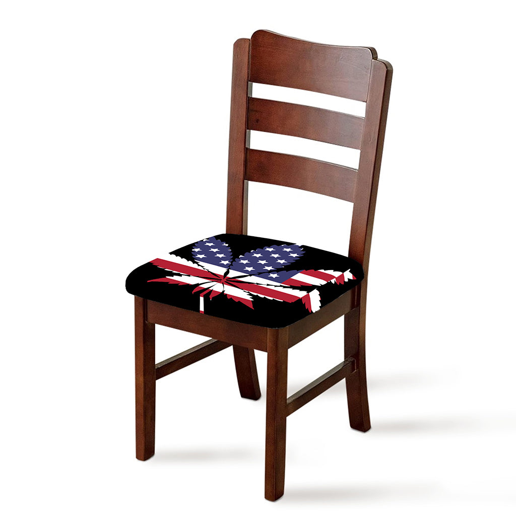 American Cannabis Leaf Flag Print Chair Cushion Cover