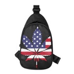 American Cannabis Leaf Flag Print Chest Bag