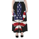 American Cannabis Leaf Flag Print Chiffon Maxi Skirt