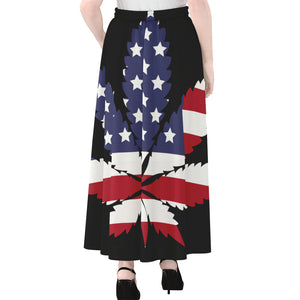 American Cannabis Leaf Flag Print Chiffon Maxi Skirt