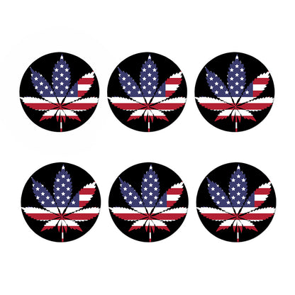 American Cannabis Leaf Flag Print Coaster Set