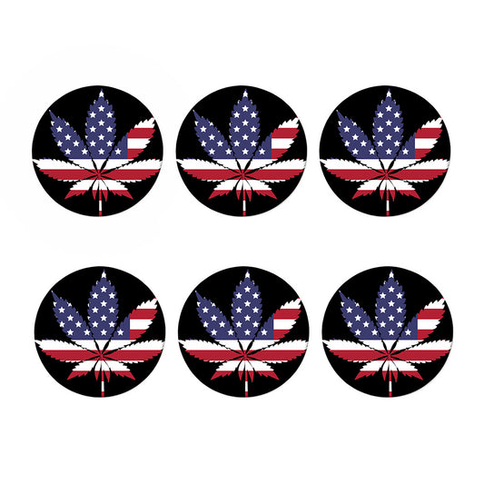 American Cannabis Leaf Flag Print Coaster Set