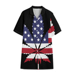 American Cannabis Leaf Flag Print Cotton Hawaiian Shirt