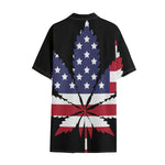 American Cannabis Leaf Flag Print Cotton Hawaiian Shirt
