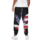 American Cannabis Leaf Flag Print Cotton Pants