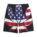 American Cannabis Leaf Flag Print Cotton Shorts