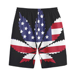 American Cannabis Leaf Flag Print Cotton Shorts