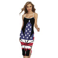American Cannabis Leaf Flag Print Cross Back Cami Dress