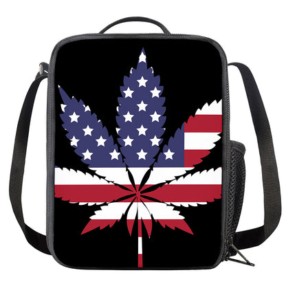American Cannabis Leaf Flag Print Crossbody Lunch Bag