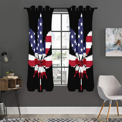 American Cannabis Leaf Flag Print Curtain