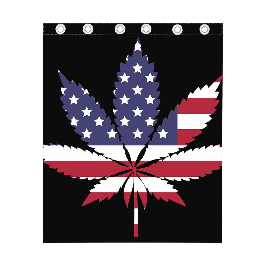American Cannabis Leaf Flag Print Curtain