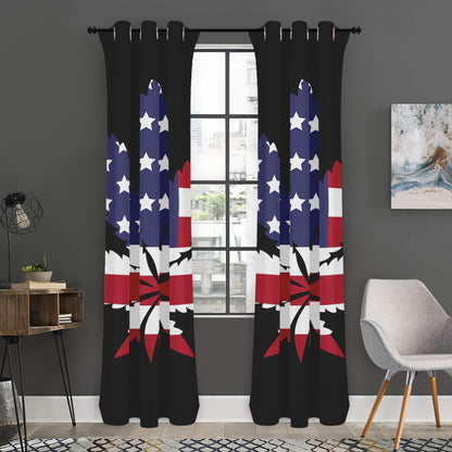 American Cannabis Leaf Flag Print Curtain