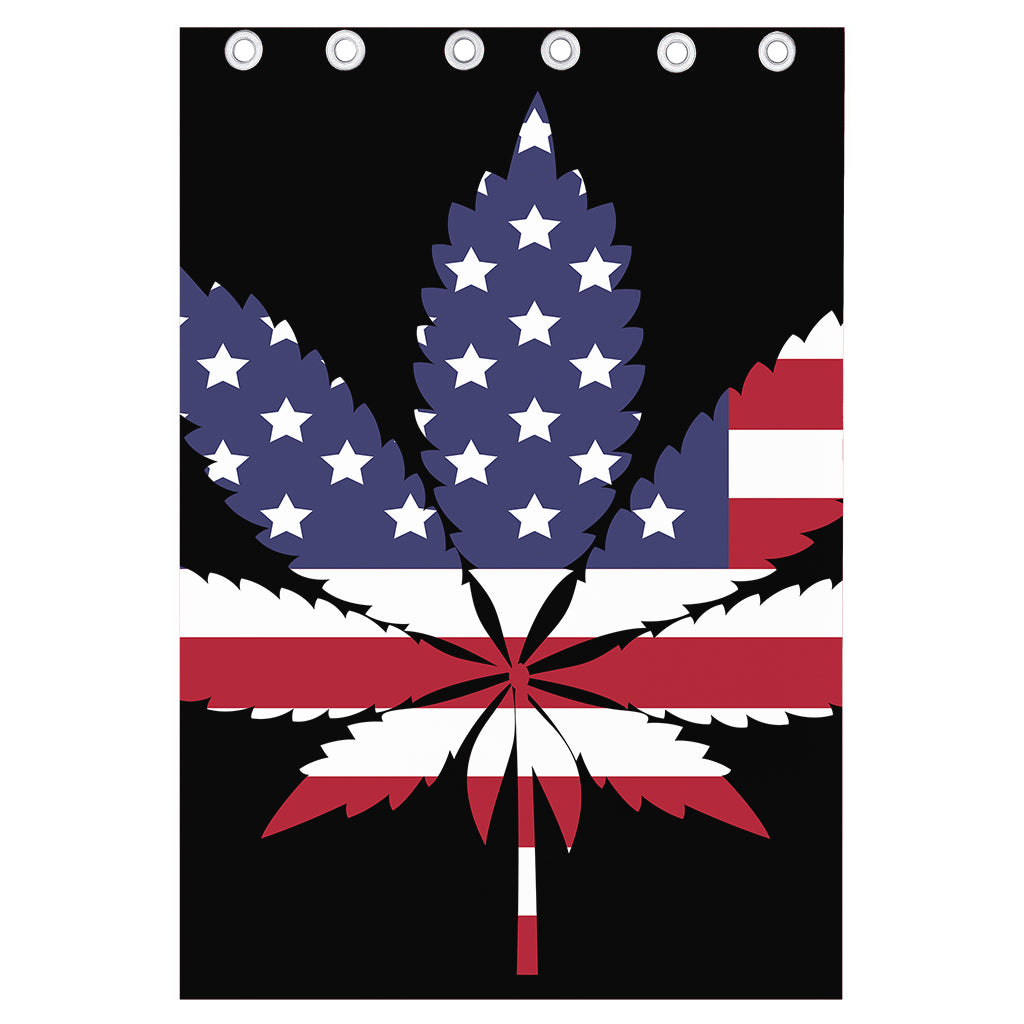 American Cannabis Leaf Flag Print Curtain