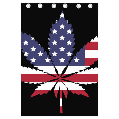 American Cannabis Leaf Flag Print Curtain