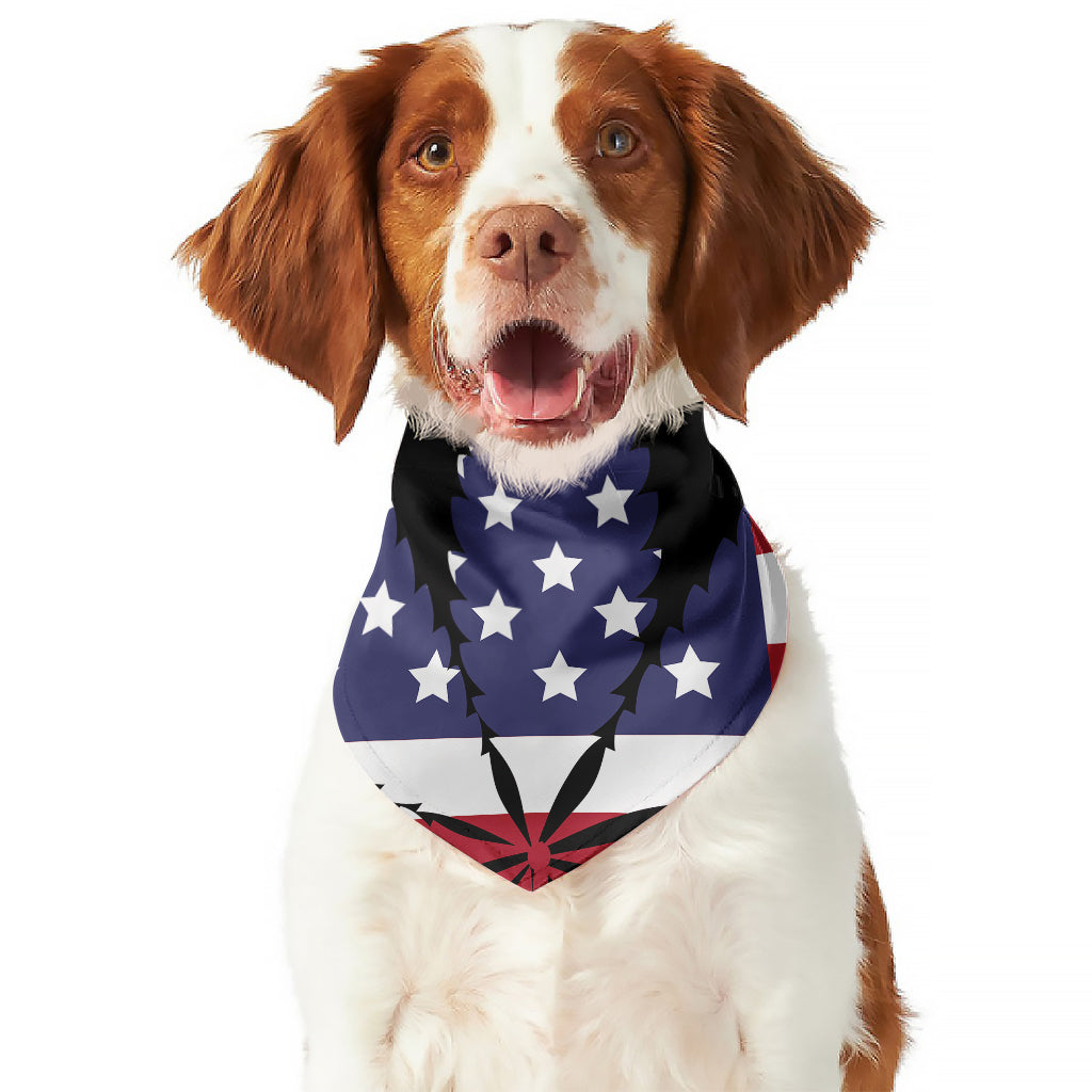 American Cannabis Leaf Flag Print Dog Bandana