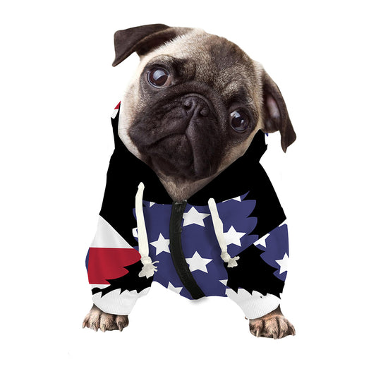 American Cannabis Leaf Flag Print Dog Zip Up Hoodie