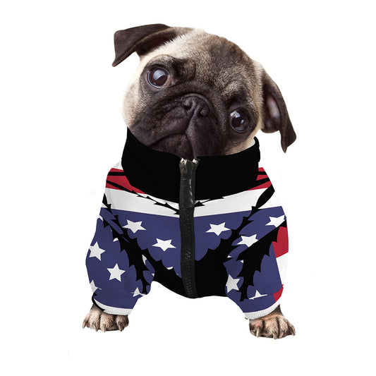 American Cannabis Leaf Flag Print Dog Zip Up Jacket