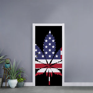 American Cannabis Leaf Flag Print Door Sticker