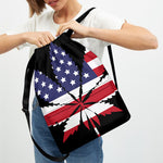 American Cannabis Leaf Flag Print Drawstring Backpack