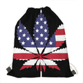 American Cannabis Leaf Flag Print Drawstring Bag