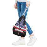 American Cannabis Leaf Flag Print Drawstring Bag
