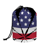 American Cannabis Leaf Flag Print Drawstring Makeup Bag