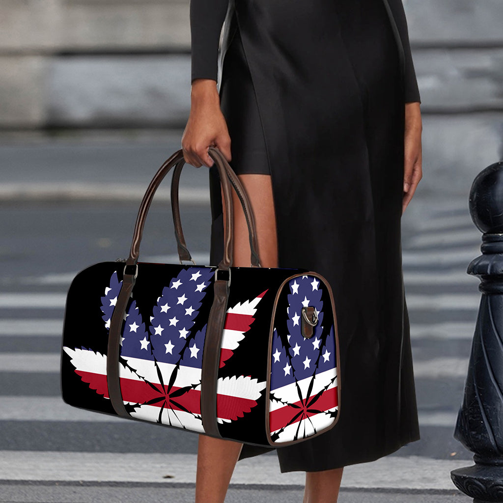 American Cannabis Leaf Flag Print Duffle Bag