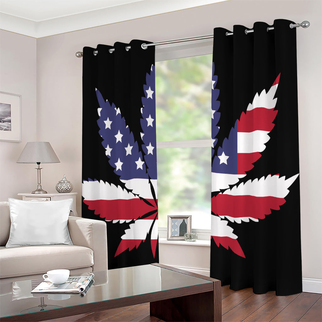 American Cannabis Leaf Flag Print Extra Wide Grommet Curtains