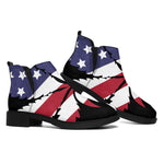 American Cannabis Leaf Flag Print Flat Ankle Boots