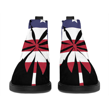 American Cannabis Leaf Flag Print Flat Ankle Boots