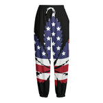 American Cannabis Leaf Flag Print Fleece Lined Knit Pants