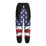 American Cannabis Leaf Flag Print Fleece Lined Knit Pants