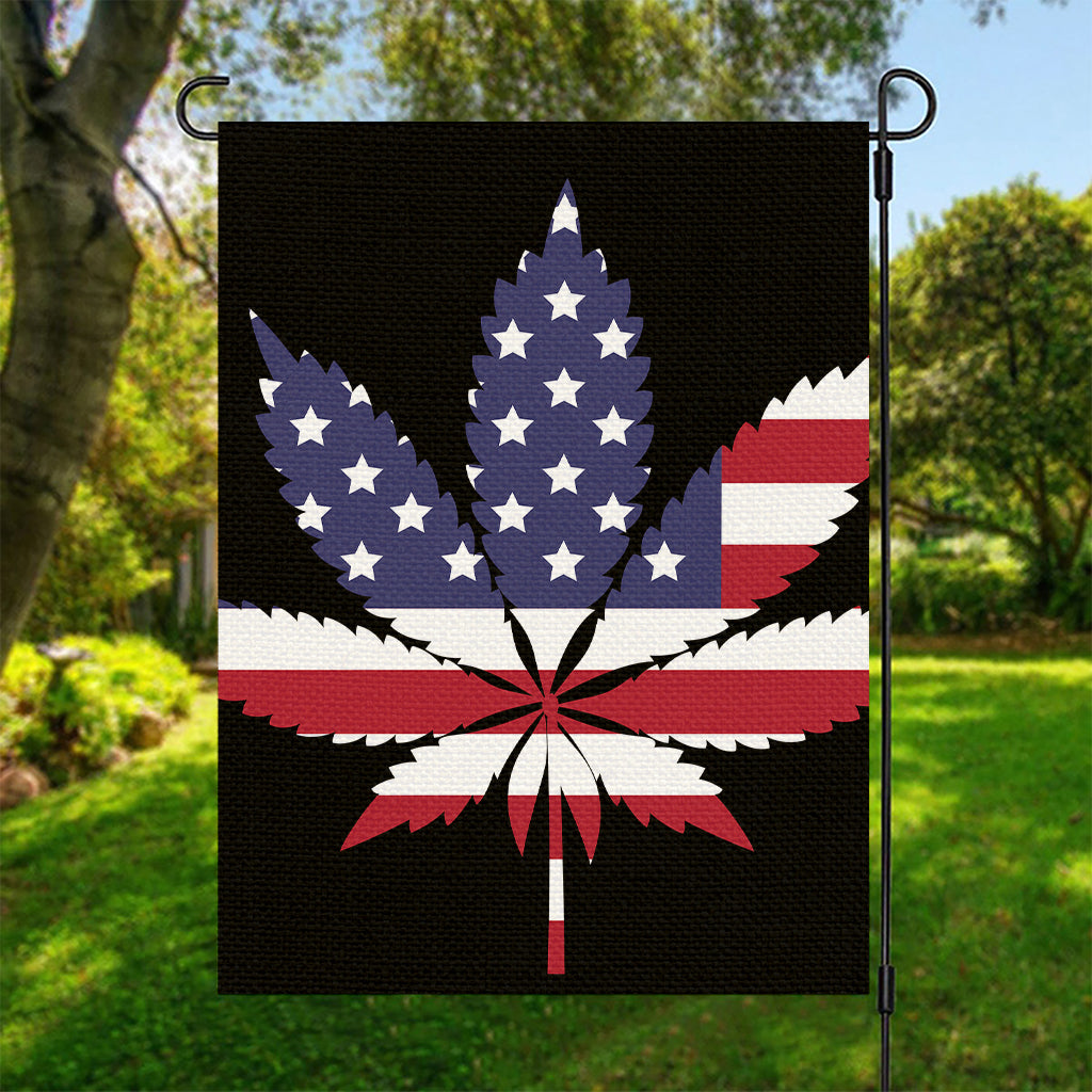 American Cannabis Leaf Flag Print Garden Flag
