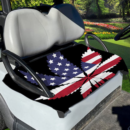 American Cannabis Leaf Flag Print Golf Cart Seat Cover