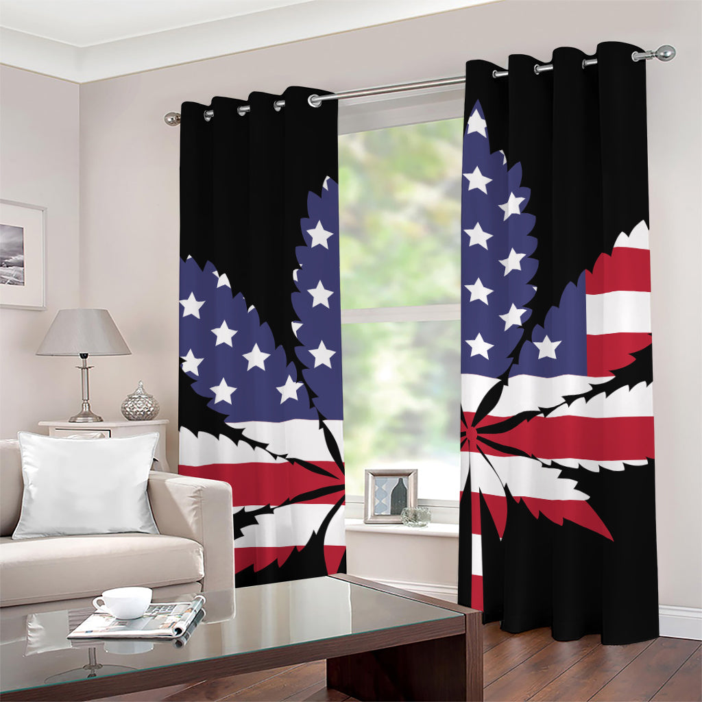 American Cannabis Leaf Flag Print Grommet Curtains