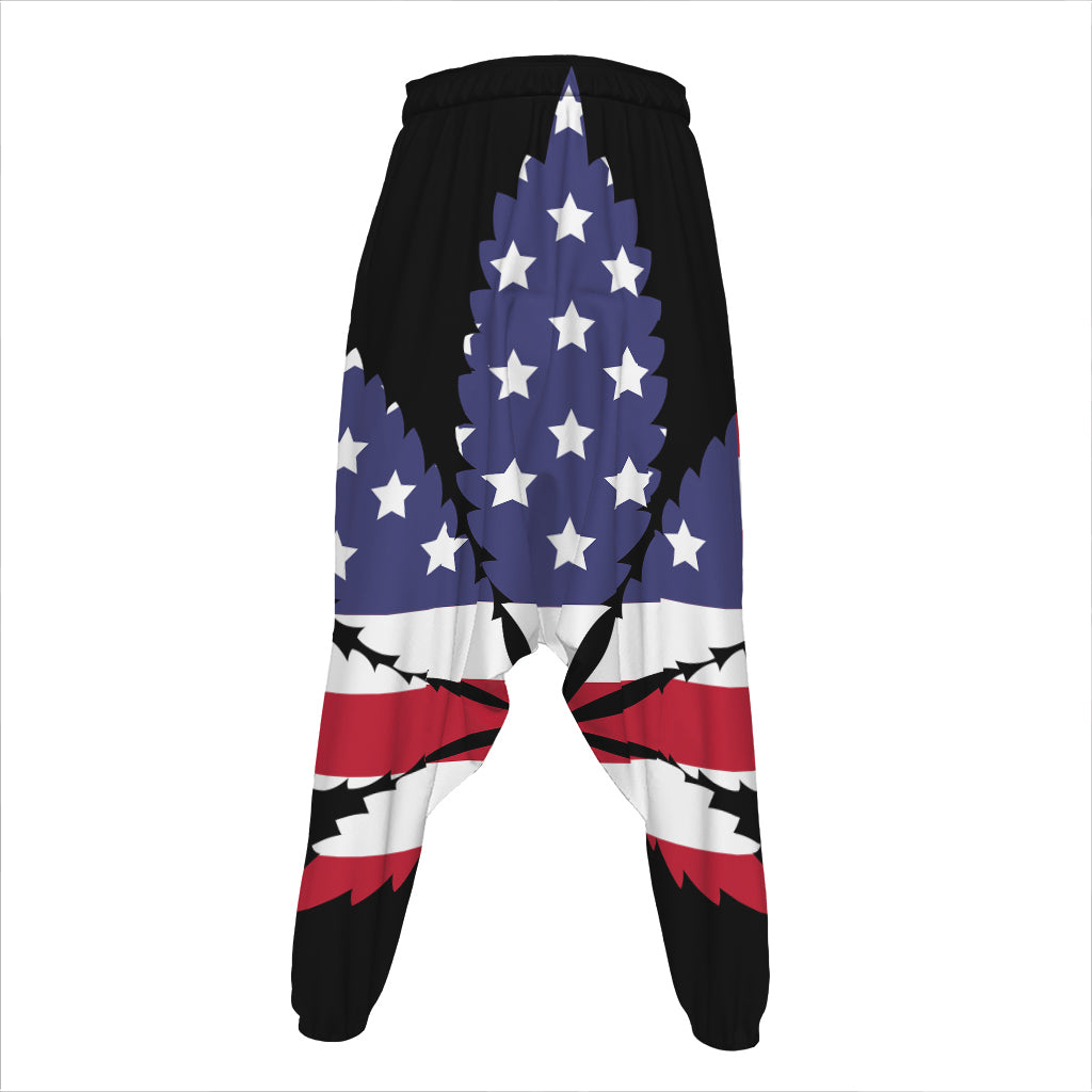 American Cannabis Leaf Flag Print Hammer Pants
