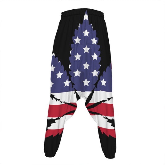 American Cannabis Leaf Flag Print Hammer Pants