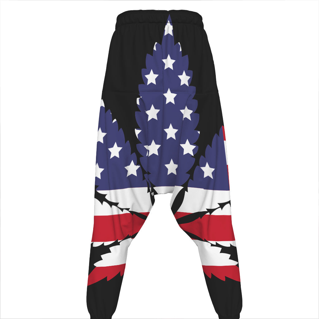 American Cannabis Leaf Flag Print Hammer Pants