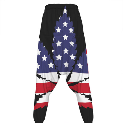 American Cannabis Leaf Flag Print Hammer Pants