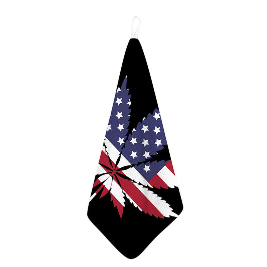 American Cannabis Leaf Flag Print Hand Towel
