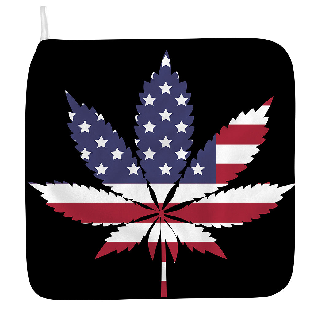 American Cannabis Leaf Flag Print Hand Towel