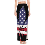 American Cannabis Leaf Flag Print High Slit Maxi Skirt