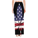 American Cannabis Leaf Flag Print High Slit Maxi Skirt