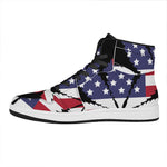 American Cannabis Leaf Flag Print High Top Leather Sneakers
