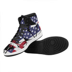 American Cannabis Leaf Flag Print High Top Leather Sneakers