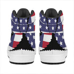 American Cannabis Leaf Flag Print High Top Leather Sneakers