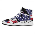 American Cannabis Leaf Flag Print High Top Leather Sneakers
