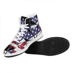 American Cannabis Leaf Flag Print High Top Leather Sneakers